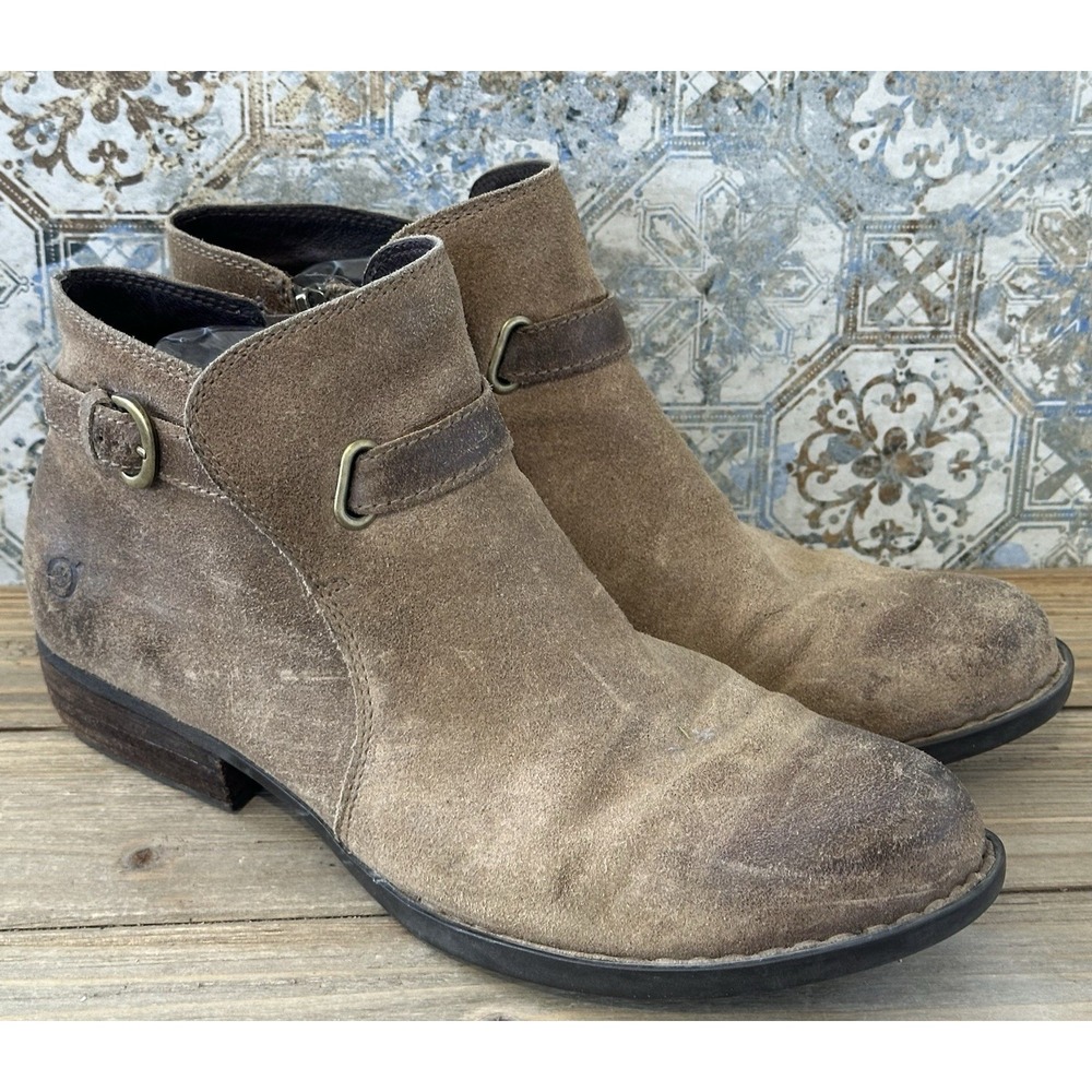 Born Ankle Distressed Leather Boots BOHO Hipster Women's Sz 9.5 M